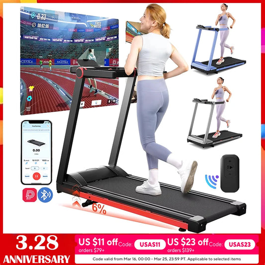 Superun 3.5HP Foldable Treadmill With Six Percent Incline And Bluetooth